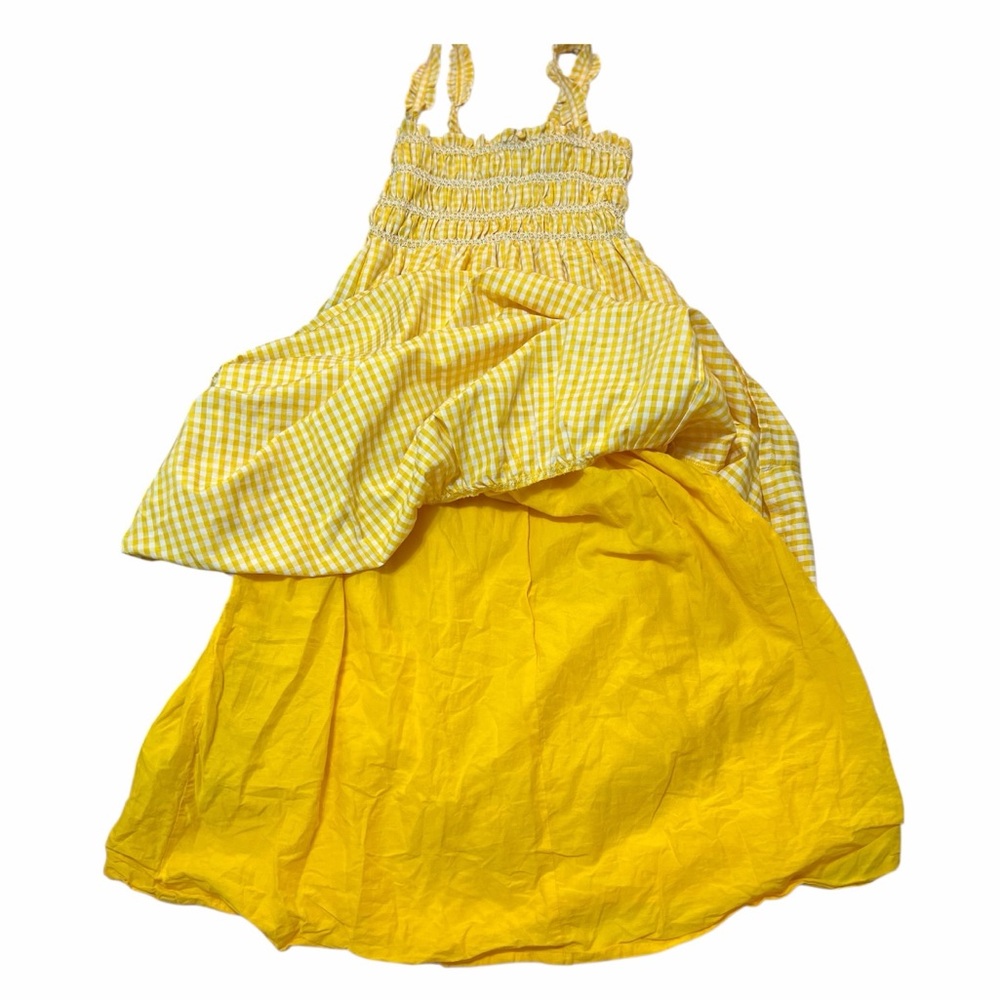 French Connection Ezeke Poplin Midi Dress In Yellow Gingham - Picture 4 of 7
